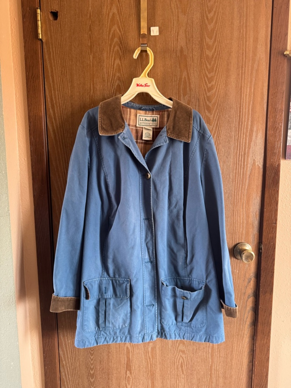 L.L. Bean Blue Utility Jacket with Brown Corduroy Trim
